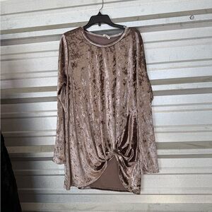 Bellamie Velvet Twist Front Blouse - Brown